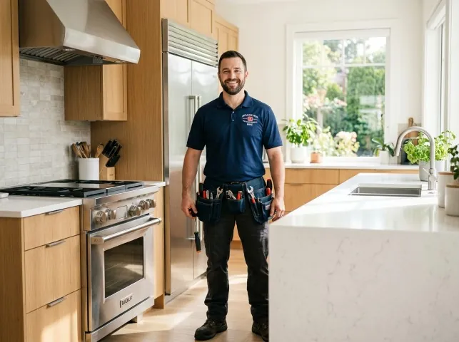 Appliance Repair Hero technician in a Battleboro, NC kitchen after an appliance repair